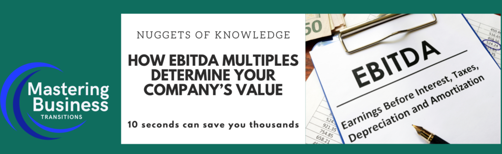 The image features the word "EBITDA" prominently displayed, emphasizing its importance in business valuation. The design is clean, modern, and professional, highlighting the significance of EBITDA across various industries.